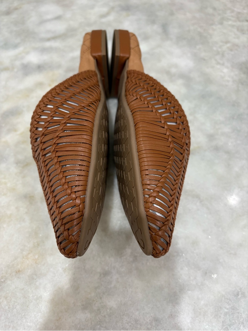 Birdies Brown Woven Leather Pointed Slip-On Mules 6.5 - Picture 7 of 8